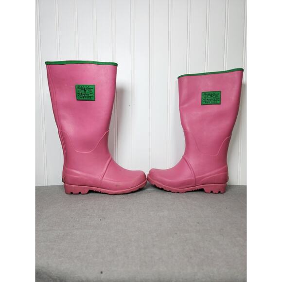 Polo Ralph Lauren Kids Rain Boots Size 13 Pink Steel Shank Preppy Gorpcore - Picture 7 of 9